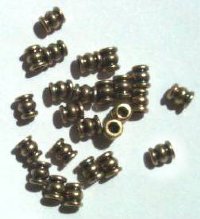 25 5x4mm Antique Brass Ringed Tube Metal Beads